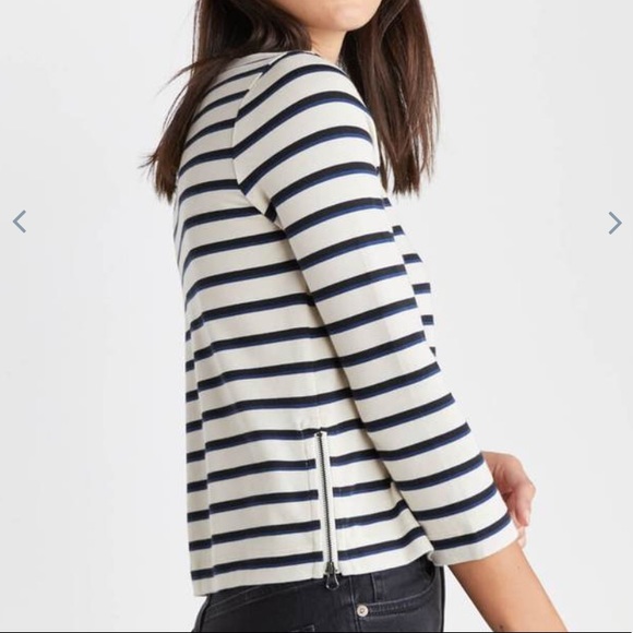 Marine Layer Polly Crop Stripe Side Zip Top - Picture 2 of 8